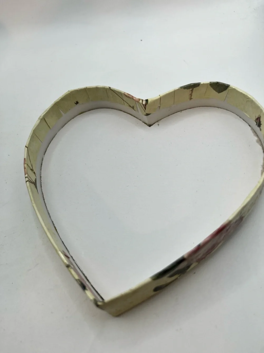 Heart-Shaped Floral Fabric and Cardboard Box with Pink Ribbon
